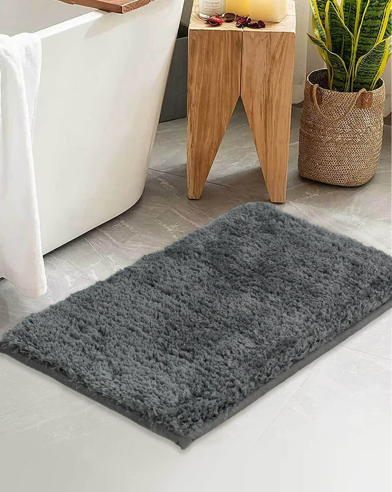 grey bath mat