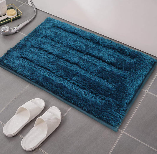 blue bath mat