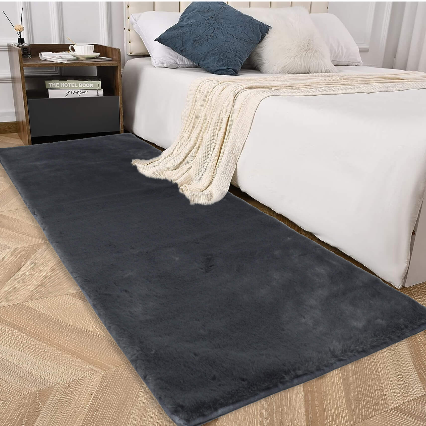 dark grey bed runner