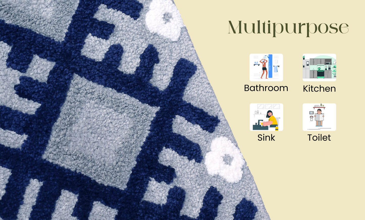 blue flower bath mat