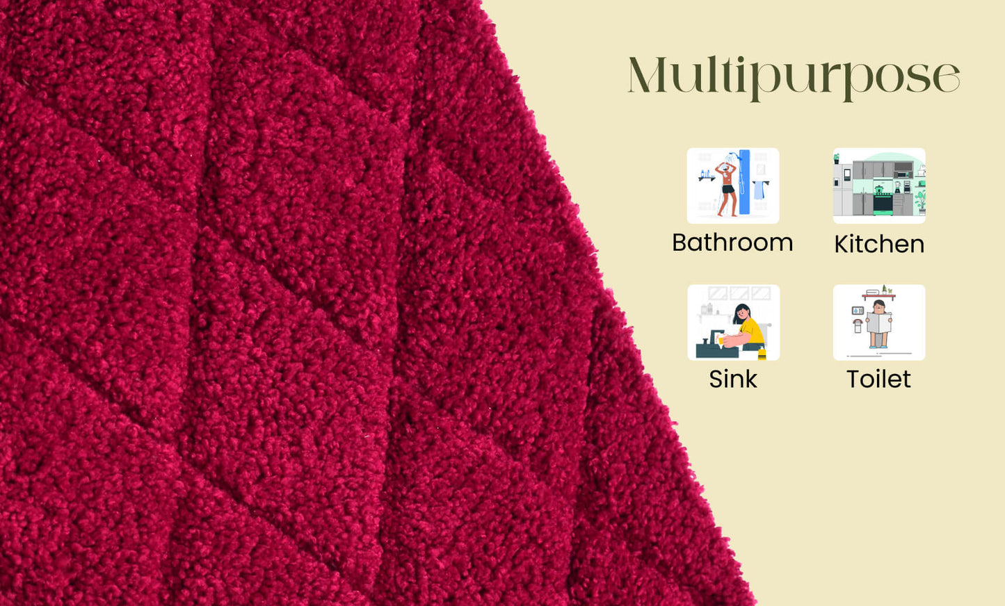 maroon bath mat red