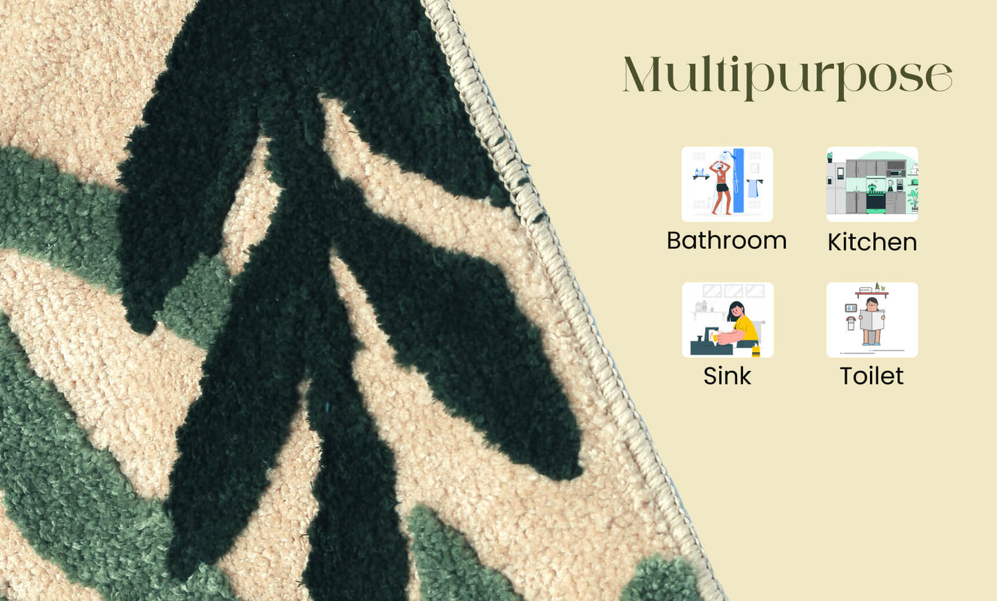 green leaves bath mat