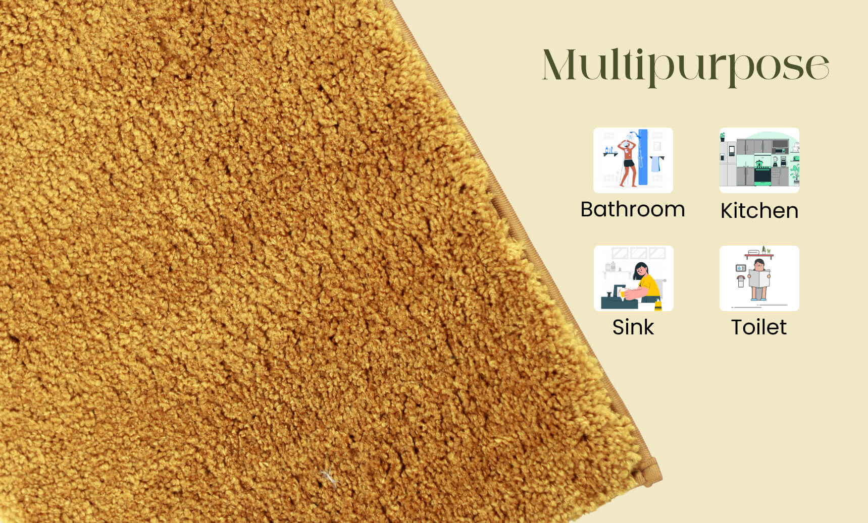 gold yellow bath mat