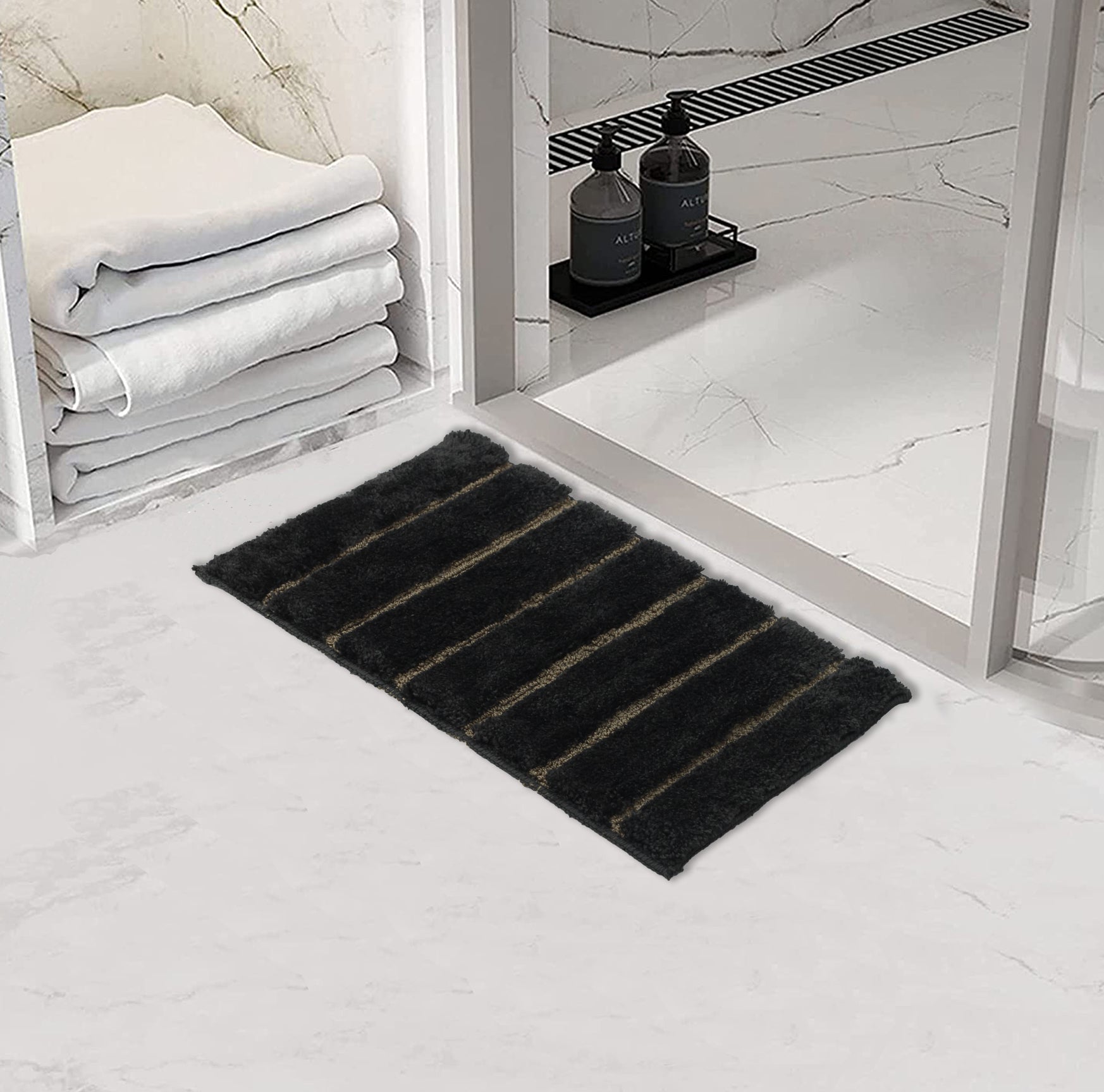 black bath mat