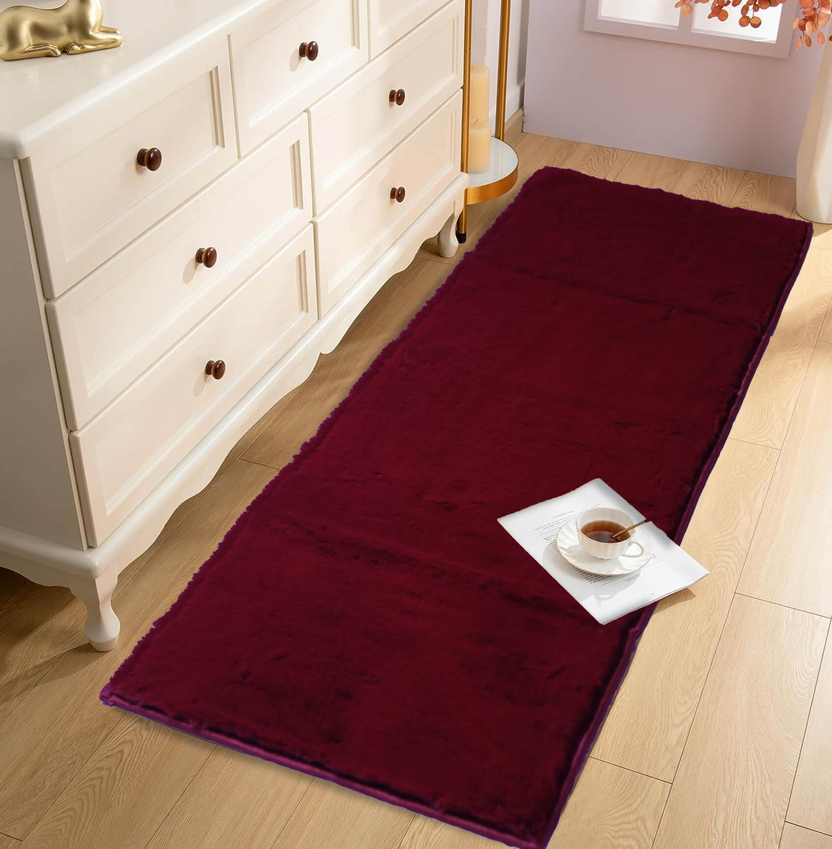 maroon bed runner