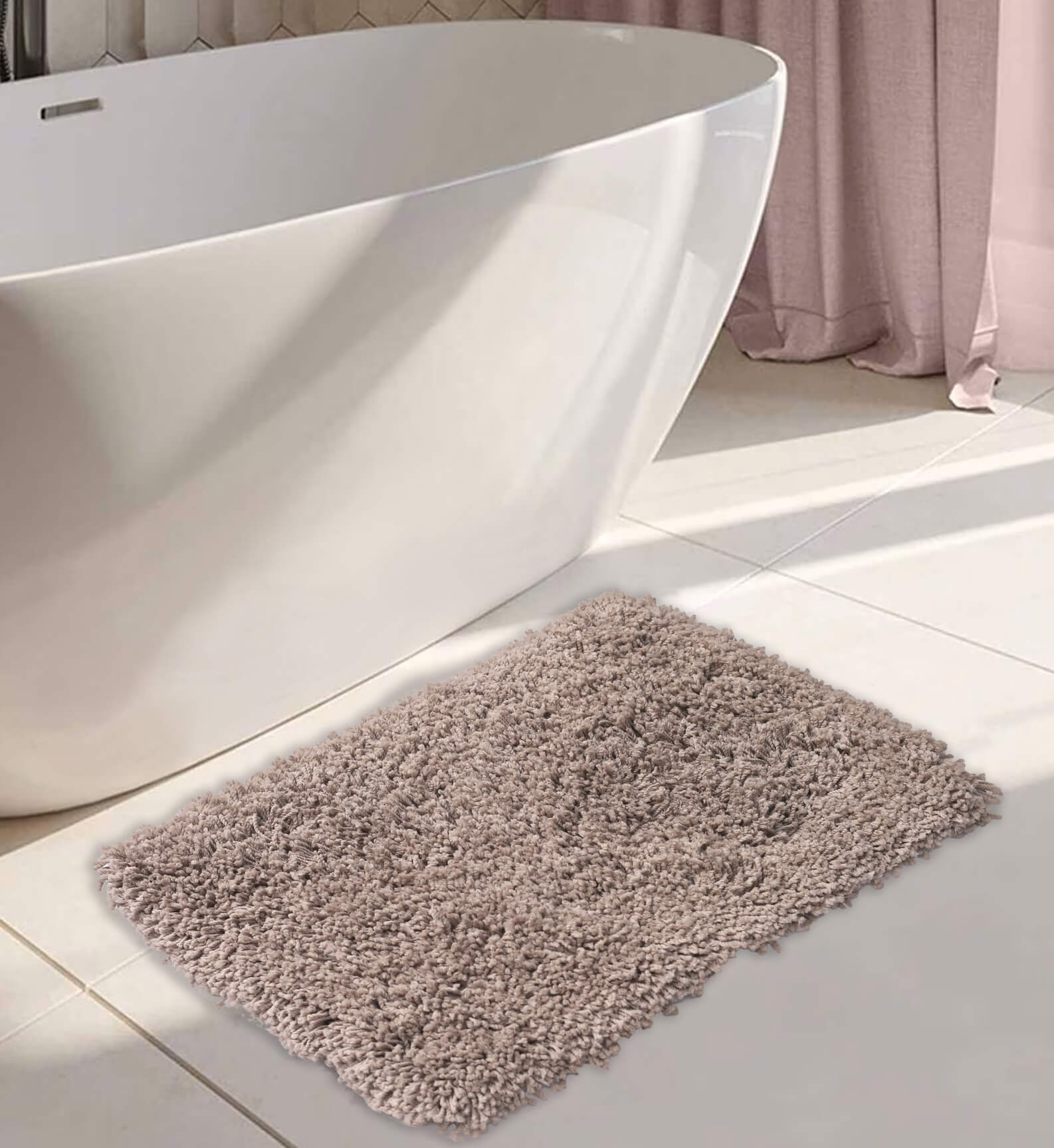 beige bath mat